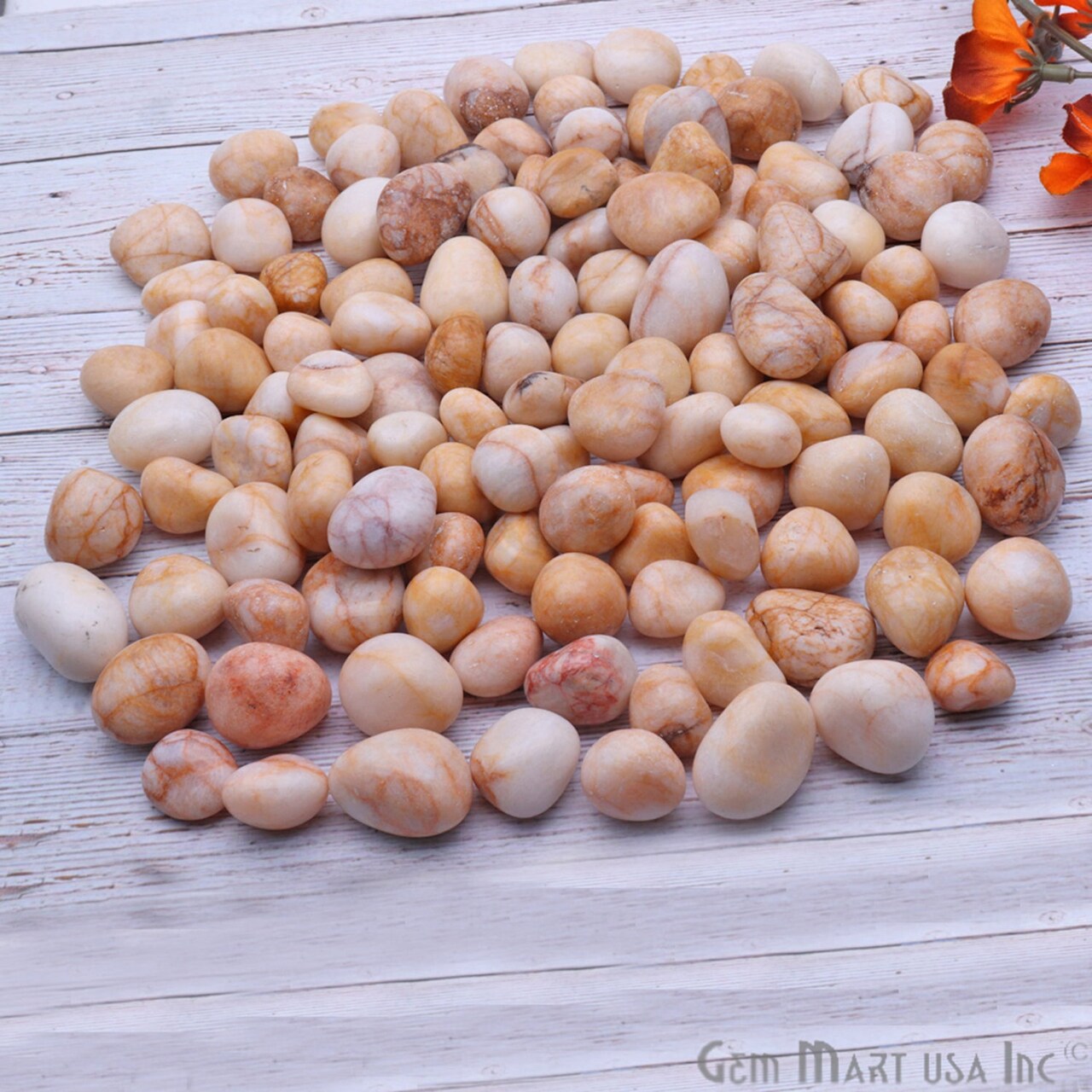 Agate Tumbled Stone, 3.53oz Lot Loose Undrilled Tumbled, Natural Smooth Stone, 25x16mm (Approx), 10-15 pieces, GemMartUSA (15002)
